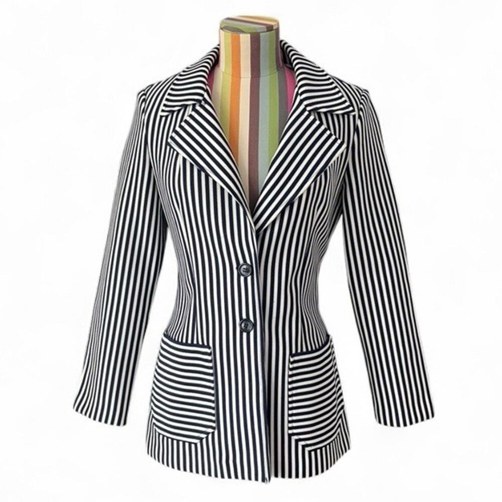VTG Jack Winter Black White Striped Blazer Jacket M